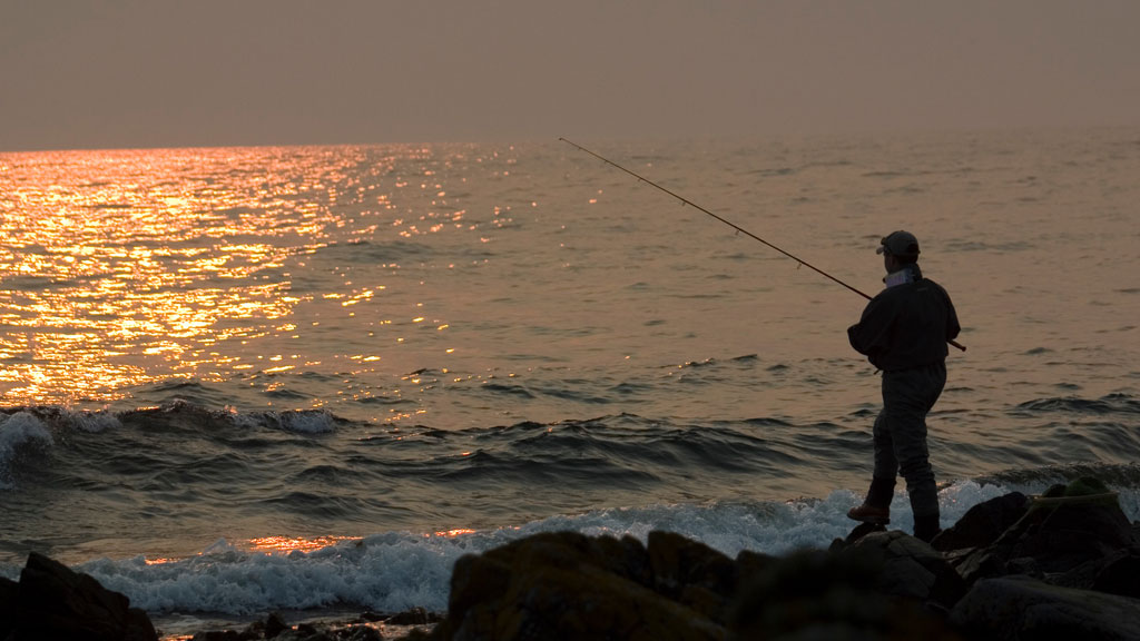 Fishing at sunset